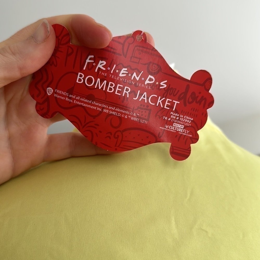 FRIENDS yellow Central Perk Bomber Jacket Size Medium - Picture 7 of 7